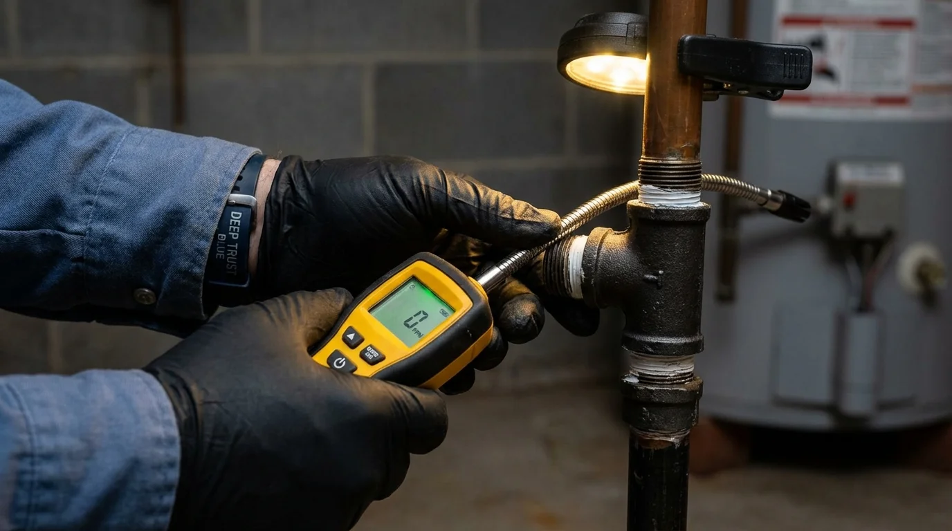 Gas leak detection with electronic sniffer by Johns Plumbing LLC in West Sacramento
