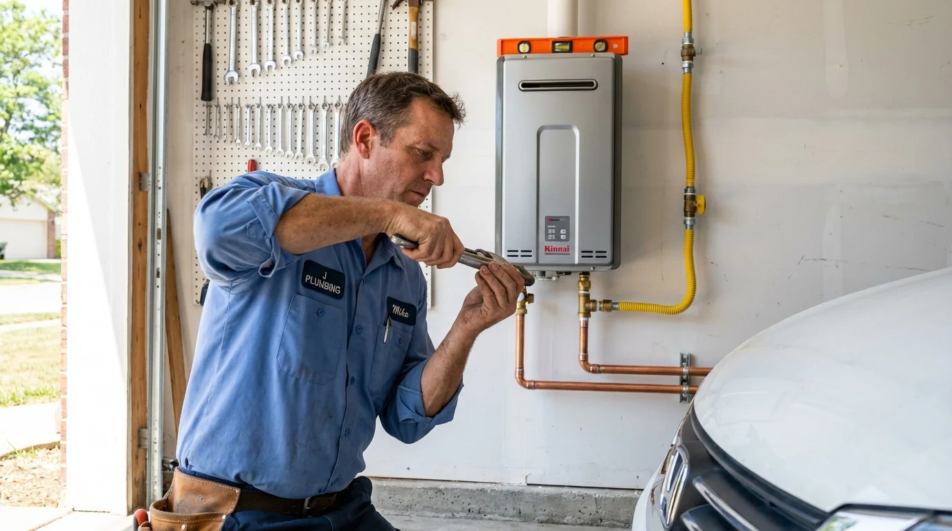 Tankless water heater installation by a Johns Plumbing LLC plumber in West Sacramento